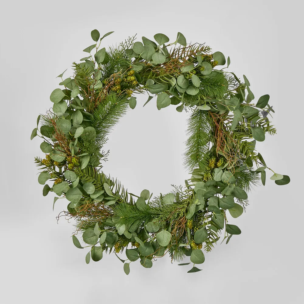 Artificial Savanne Wreath Green 70cm — Flora Designs Australia
