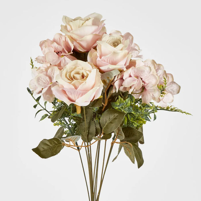 Light Pink Rose and Hydrangea Bush 67cm - Pack of 6