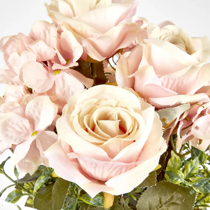 Light Pink Rose and Hydrangea Bush 67cm - Pack of 6