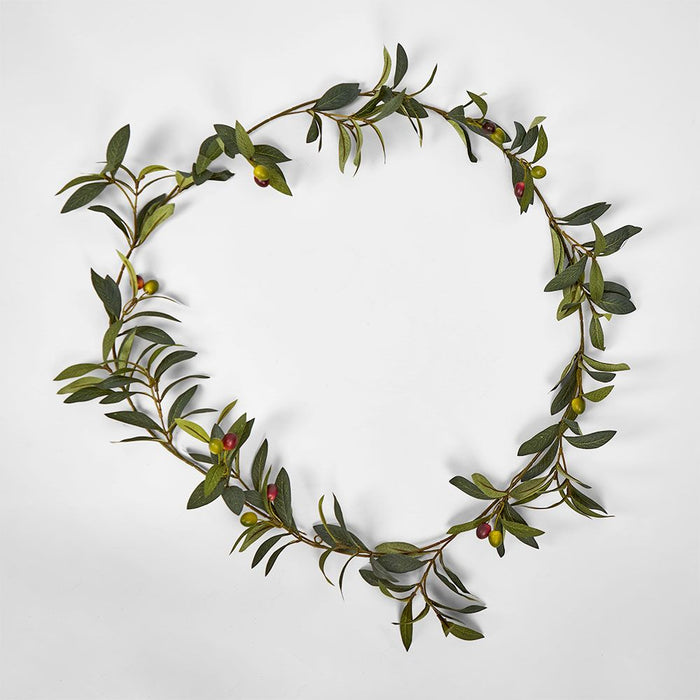 Olive Leaf Garland with Olives Green – Pack of 12