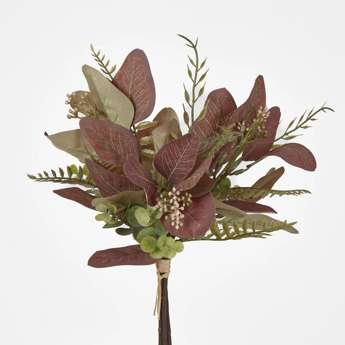 Brown Green Leaf Bundle Bouquet with Eucalyptus Fern – Pack of 6