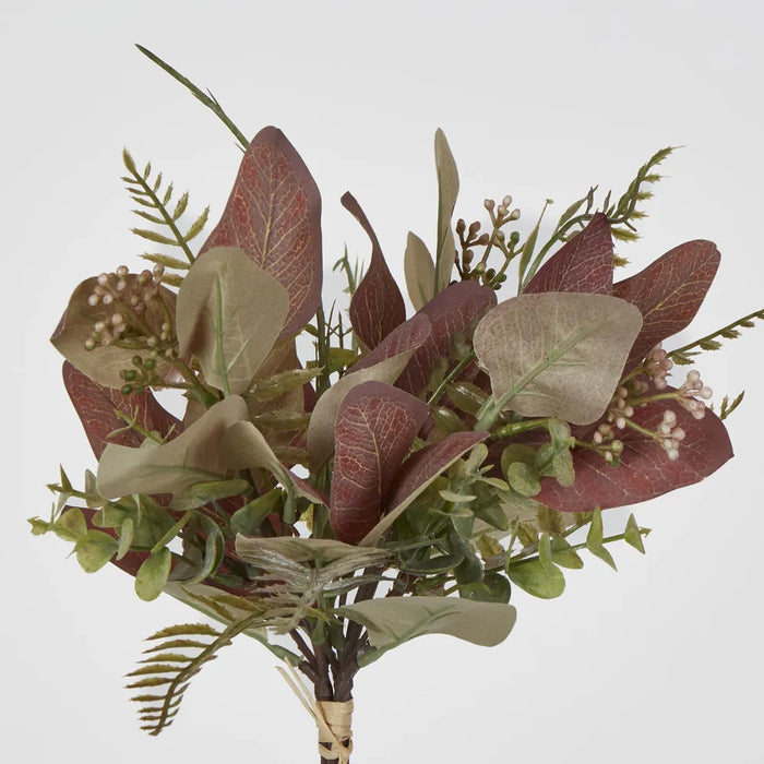 Brown Green Leaf Bundle Bouquet with Eucalyptus Fern – Pack of 6