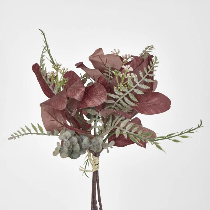 Dark Brown Leaf Bundle Bouquet with Eucalyptus Fern – Pack of 6