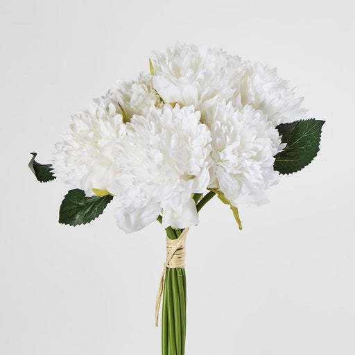 Frilly Peony Bouquet White 27cm - Pack of 12