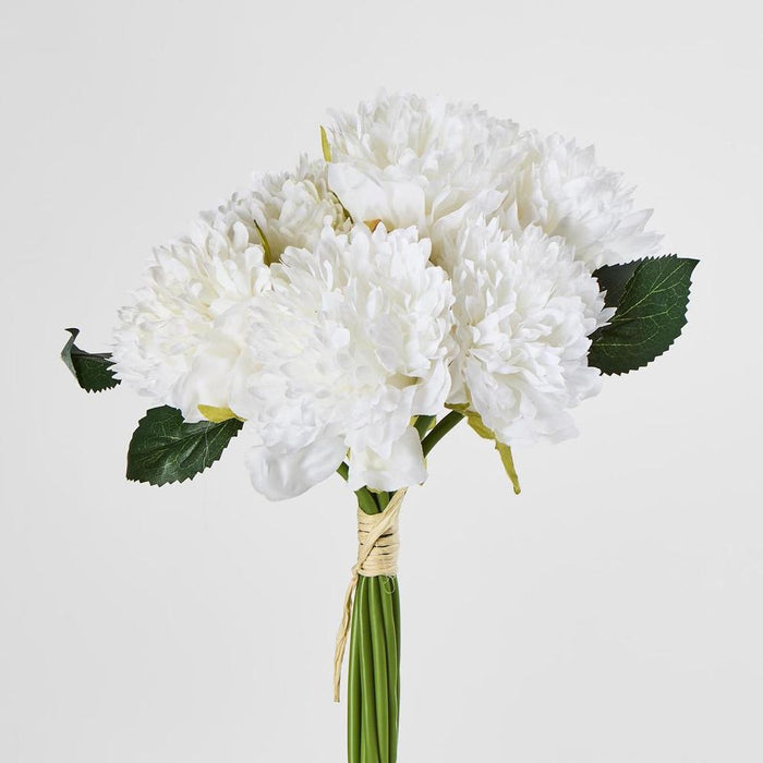 Frilly Peony Bouquet White 27cm - Pack of 12