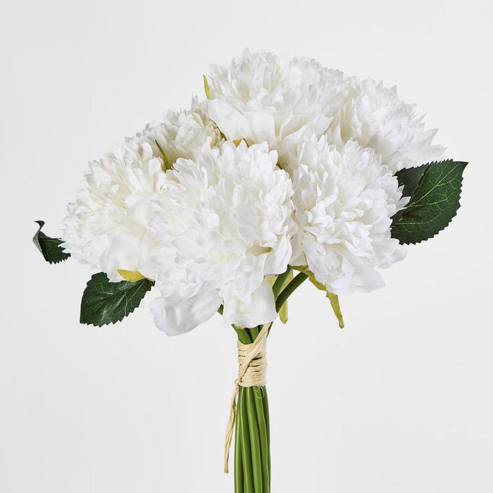 Frilly Peony Bouquet White 27cm - Pack of 12