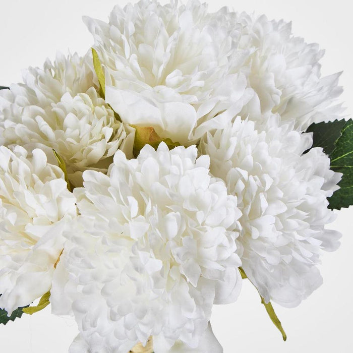 Frilly Peony Bouquet White 27cm - Pack of 12