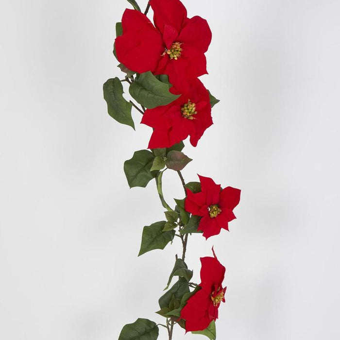 Poinsettia Garland 180cm Red Pack of 4