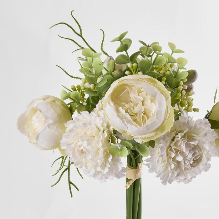 Marigold Peony Bouquet 32cm White - Pack of 12