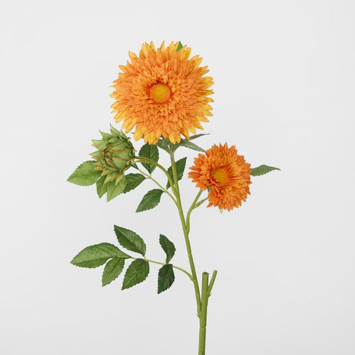 Sunflower Spray With 3 Flowers Orange 65cm - Pack of 12