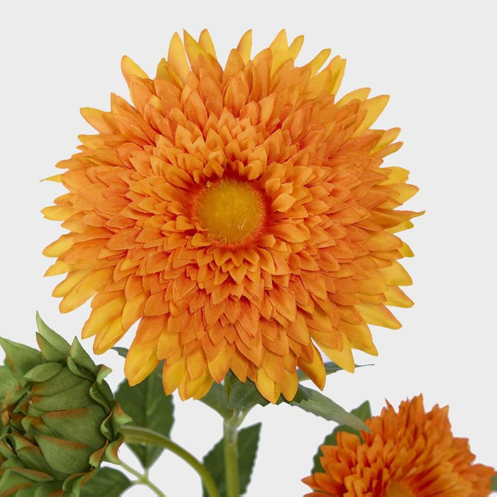 Sunflower Spray With 3 Flowers Orange 65cm - Pack of 12