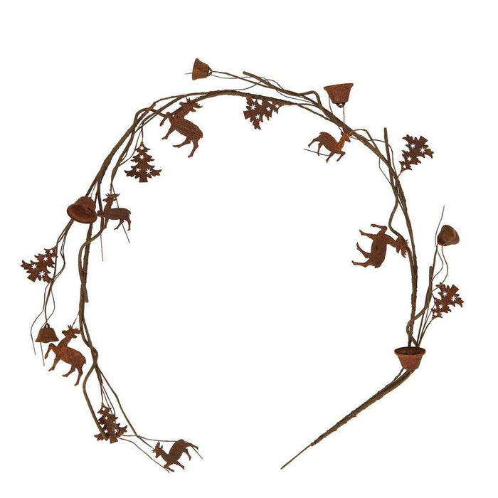Christmas Dural Rusty Trees and Deer Garland 123cm Pack of 4