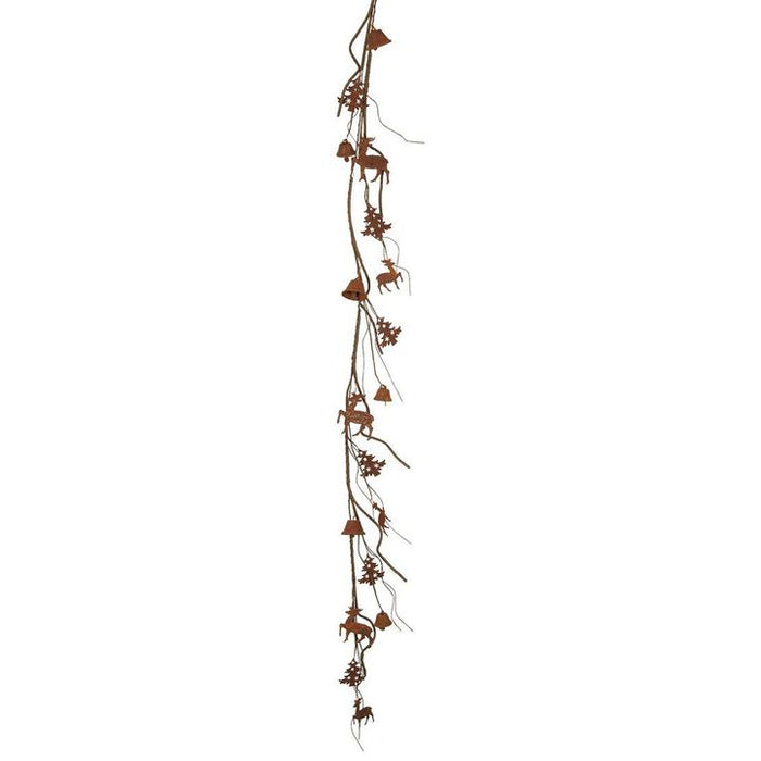 Christmas Dural Rusty Trees and Deer Garland 123cm Pack of 4
