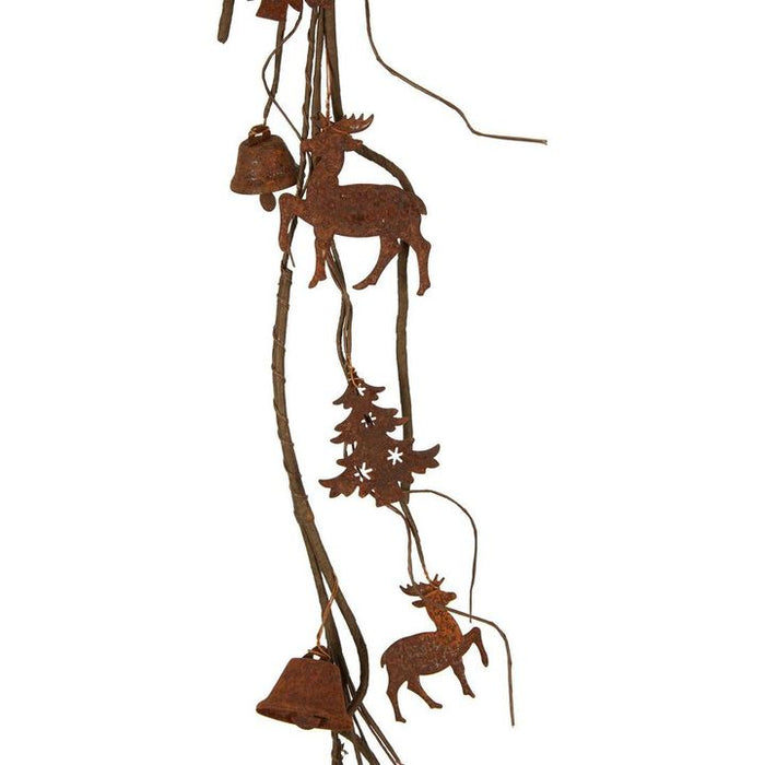 Christmas Dural Rusty Trees and Deer Garland 123cm Pack of 4