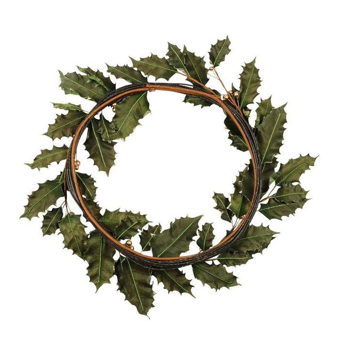 Elive Green Velvet Holly Wreath 60cm Pack of 2