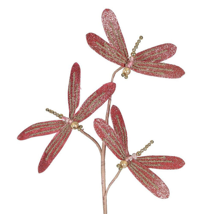 Dragonfly Floral Stem Pink Pack of 12