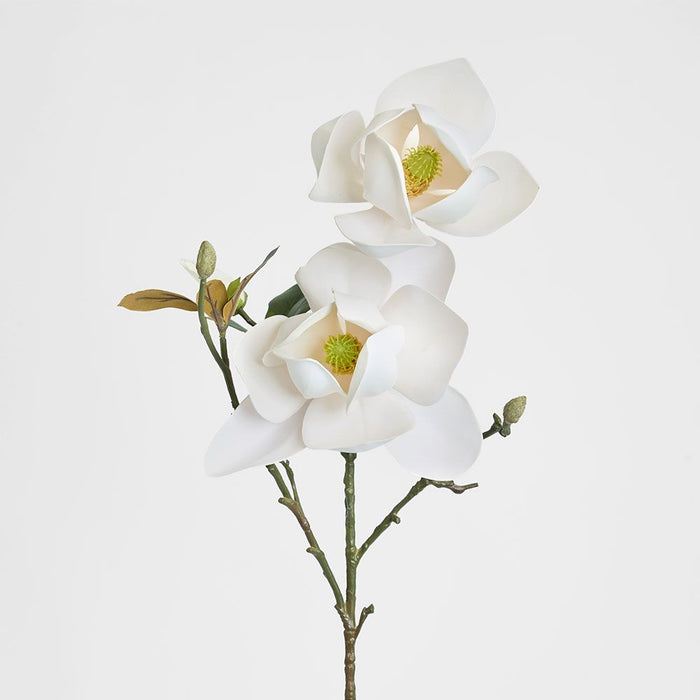 Magnolia Flower Stem With 2 Heads & Bud 87cm White - Pack of 12