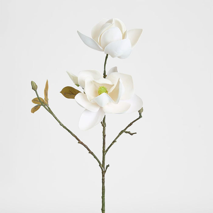 Magnolia Flower Stem With 2 Heads & Bud 87cm White - Pack of 12