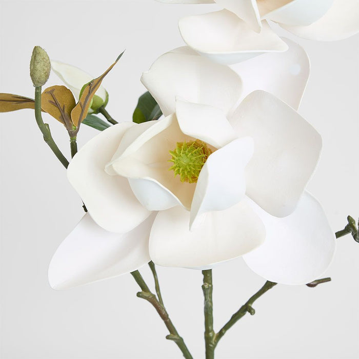 Magnolia Flower Stem With 2 Heads & Bud 87cm White - Pack of 12