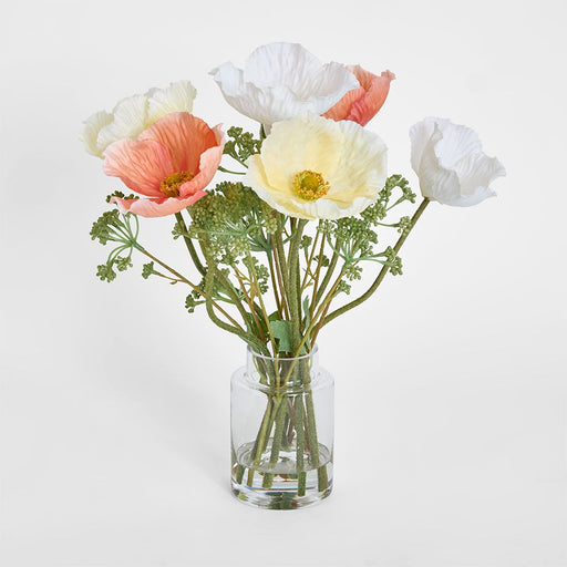 Poppy Arrangement in Vase 36cm Multi-Colour - Pack of 3