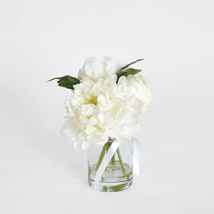 Peony Arrangement in Vase 23cm White - Pack of 6