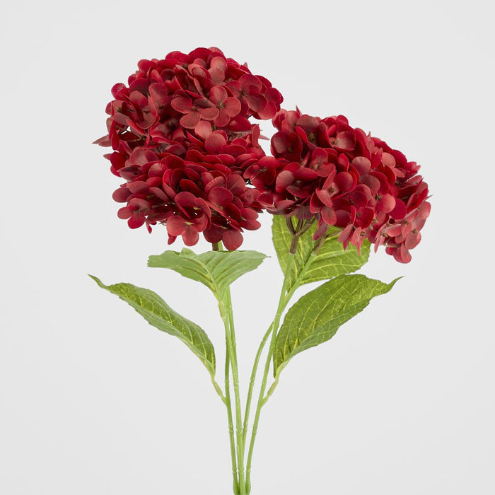 Real Touch Hydrangea 5 Head Bunch Burgundy 50cm - Pack of 12