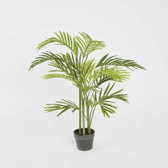 Mini Palm Tree Real Touch 4 Branches 15 Leaves in Pot 100cm - Set of 2