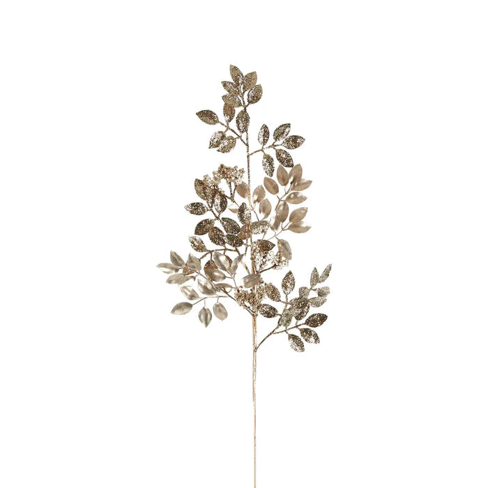 Metallic and Glitter Gold Leaf Stem 70cm Pack of 6