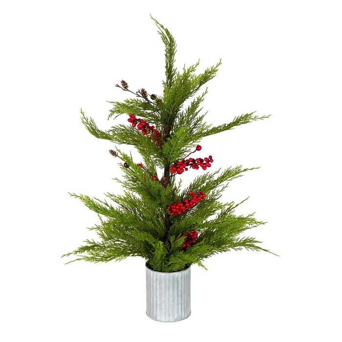 Mini Pine Tree Red Berries With Pot 82cm Pack of 2
