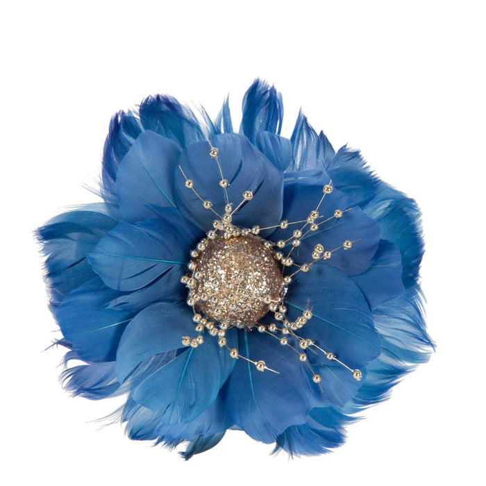 Andoune Feather Flower Electric Blue 16cm Pack of 6