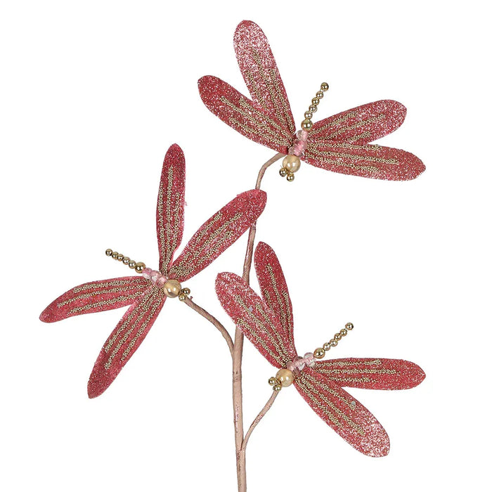 Dragonfly Floral Stem Pink Pack of 12