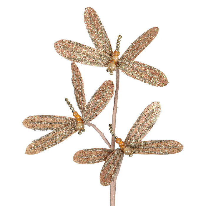 Dragonfly Floral Stem Champagne Pack of 12