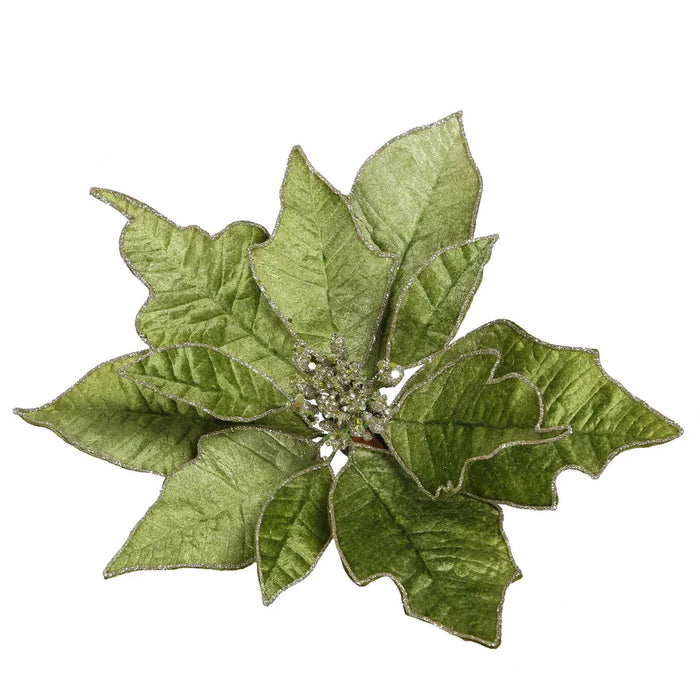 Velve Clip On Poinsettia Green 25cm Pack of 6