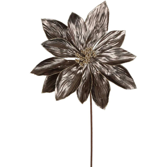 Ghaan Bronze Poinsettia Stem Grey 58cm Pack of 12