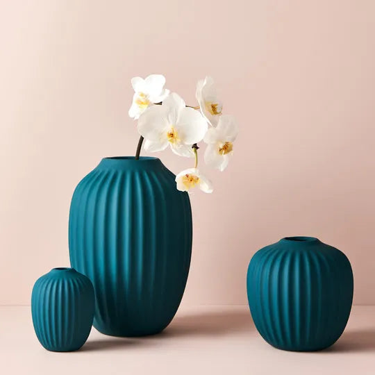 Taza Vase Peacock Blue Green 23cm Set of 2