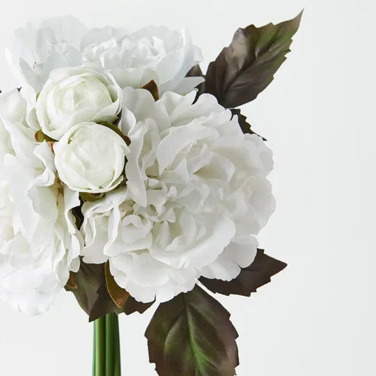 Peony Bouquet Winter White 35cm Pack of 6