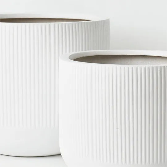 Pot Linear White Set of 2 46cm