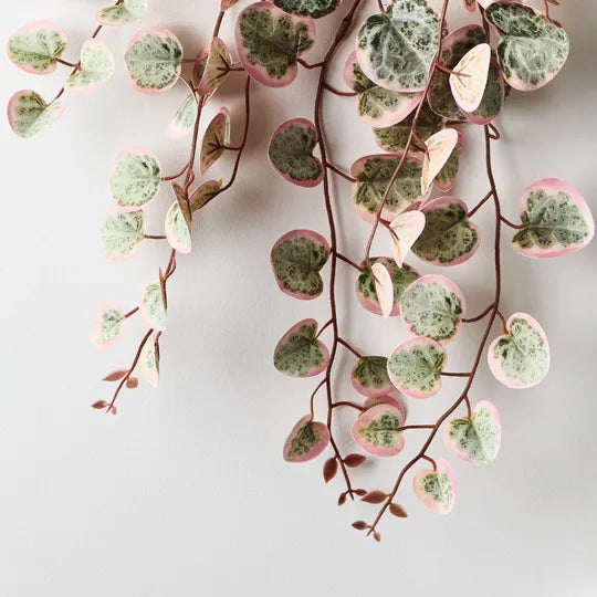 String of Hearts in Pot Pink Green 48cm Set of 6