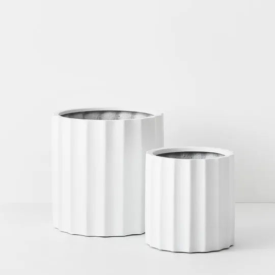 Parko White Pot 40cm - Set of Two