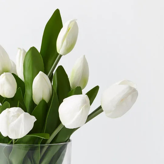 Tulip Mix in Vase White 31cm