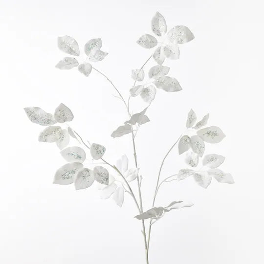 Schefflera Leaf Metallic Spray White 127cm  - Pack of 6