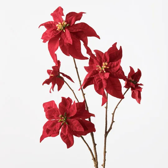 Poinsettia Velvet Spray Red 67cm - Pack of 12