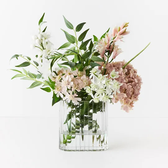 Hydrangea Delphinium Mix in Vase Dusty Pink White 45cm