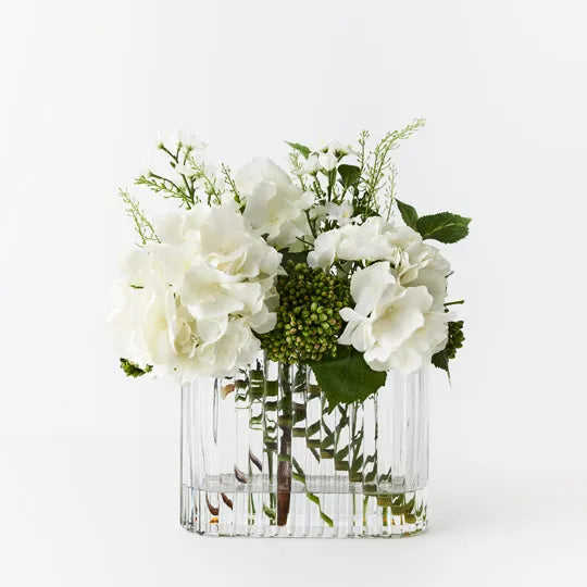 Hydrangea Larkspur Mix in Vase White 46cm