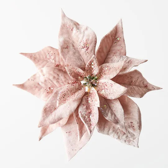 Clip Poinsettia Velvet  Light Pink 23cm - Pack of 12