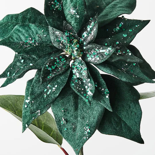 Poinsettia Velvet Emerald 71cm - Pack of 12