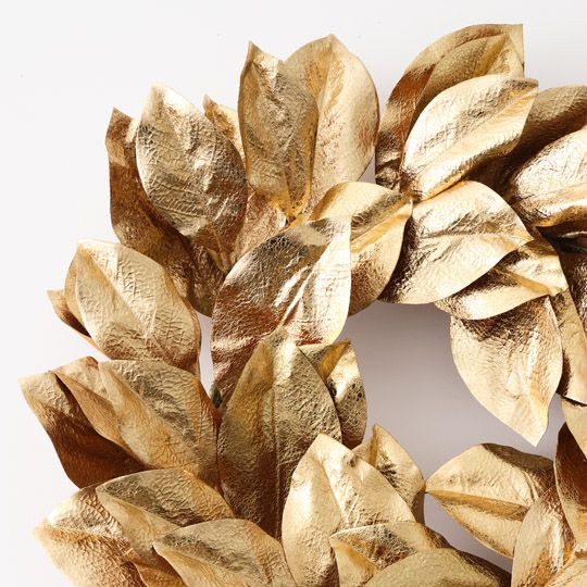 Magnolia Leaf Wreath Gold 56cm Pack of 2