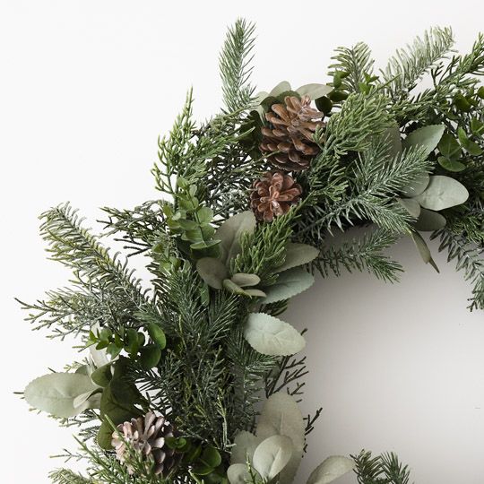 Wreath Pine Cone Mix Grey Green 61cm Pack of 2