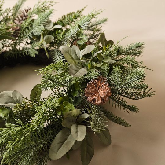 Wreath Pine Cone Mix Grey Green 61cm Pack of 2