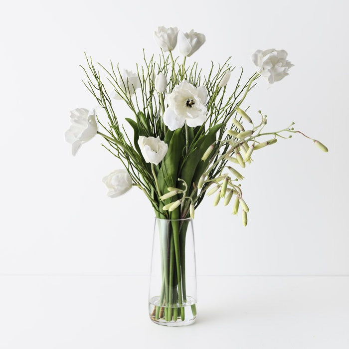 Tulip Hybrid Mix in Vase White 69cm